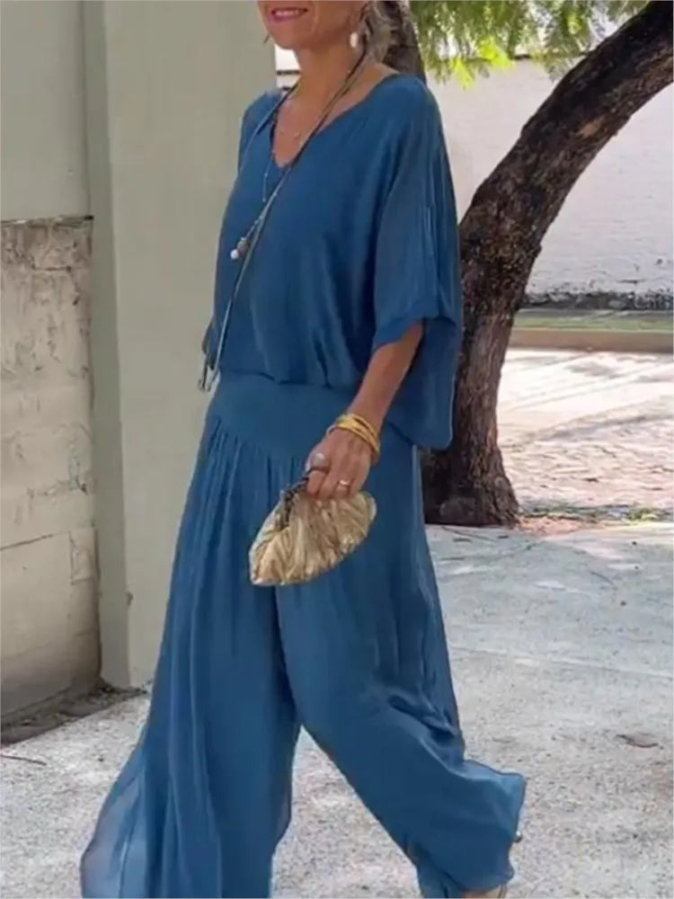 Amara | V-Neck Pants Set