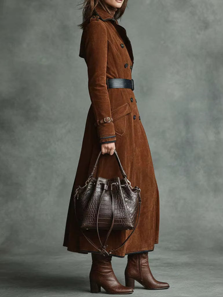 Elowen | Suede Trench Coat