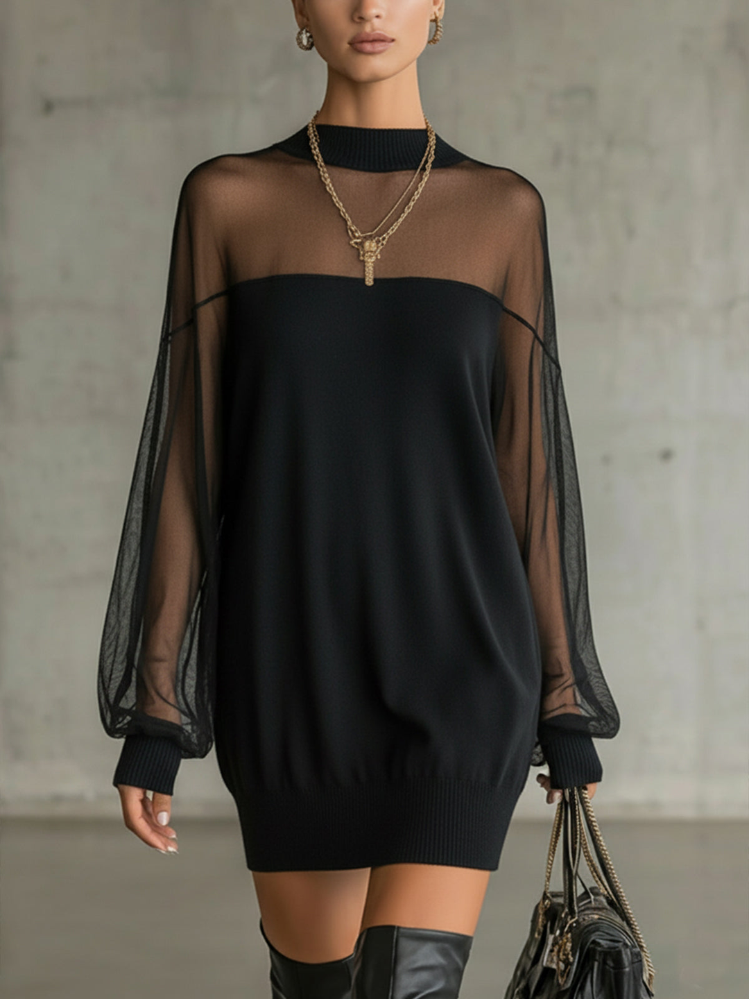 Clara | Mesh Sleeve Midi Dress