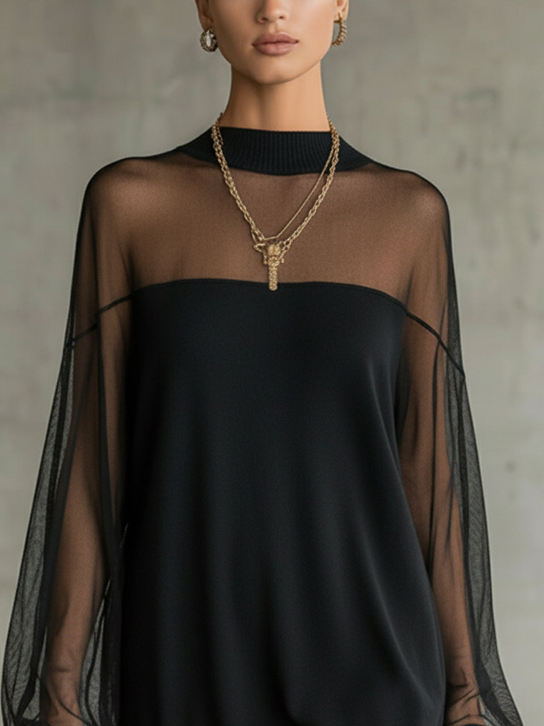 Clara | Mesh Sleeve Midi Dress