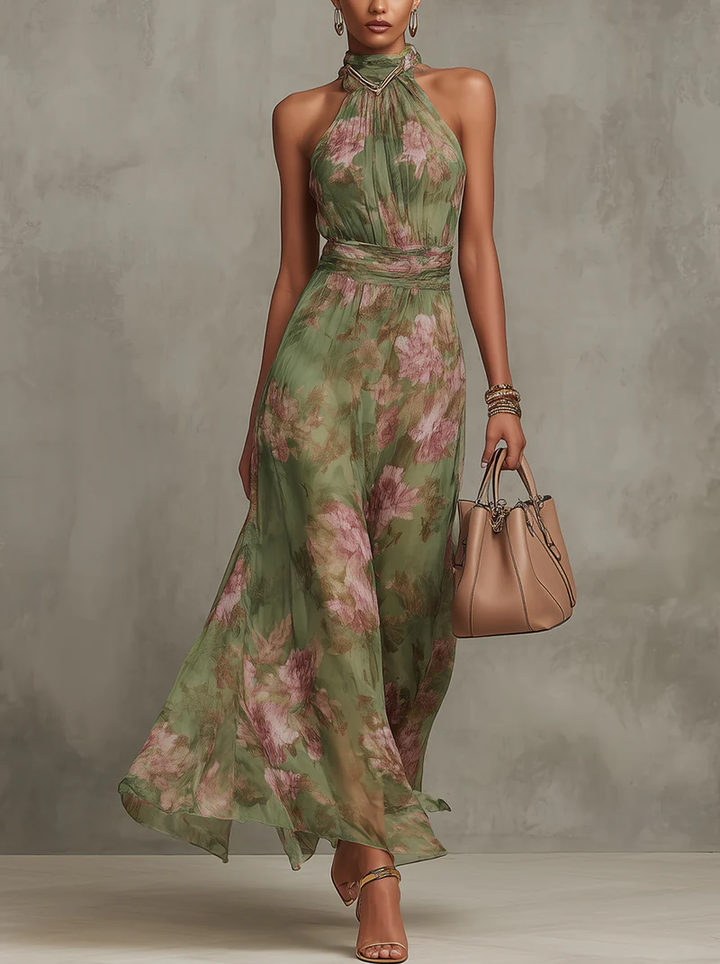 Amara | Floral Halter Maxi Dress