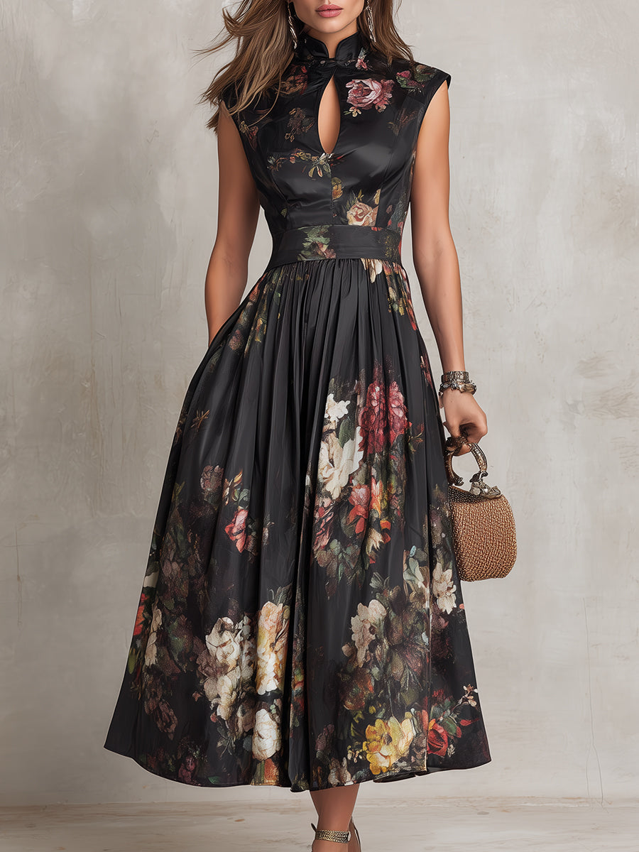 Esme | Floral Satin Midi Dress
