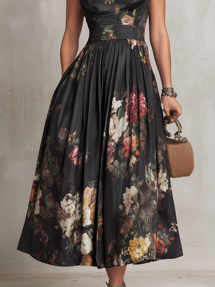 Esme | Floral Satin Midi Dress