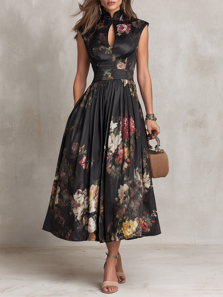 Esme | Floral Satin Midi Dress