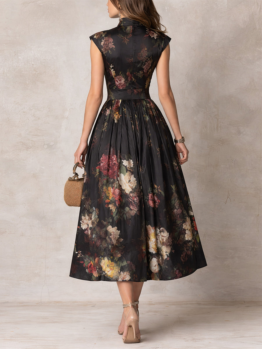 Esme | Floral Satin Midi Dress