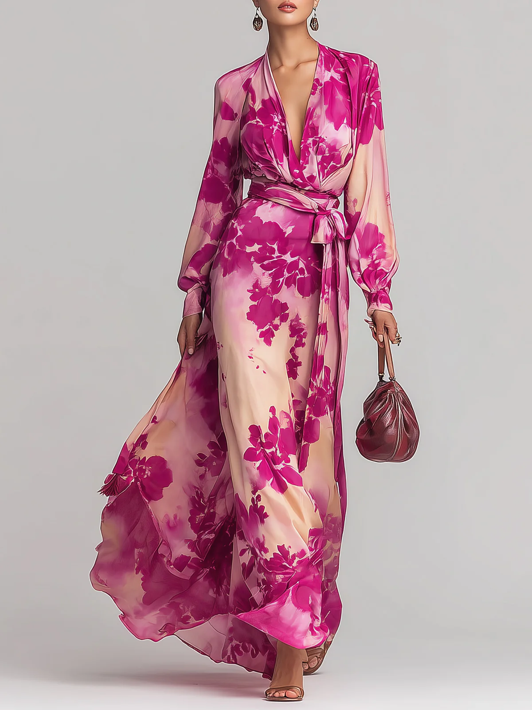 Celia | Floral V-Neck Maxi Dress