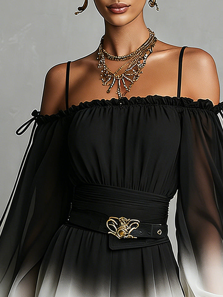 Evelyn | Off-Shoulder Chiffon Jumpsuit