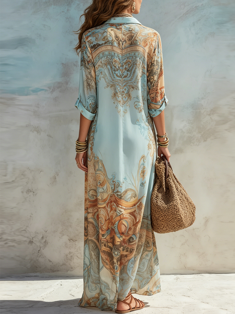 Thalia | Vintage Print Maxi Dress