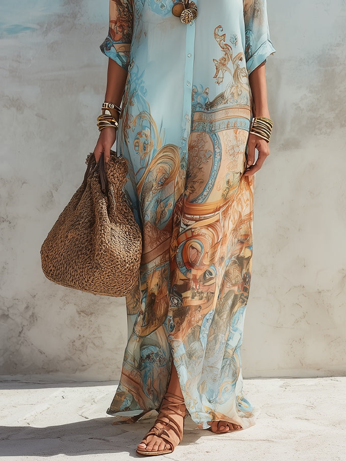 Thalia | Vintage Print Maxi Dress