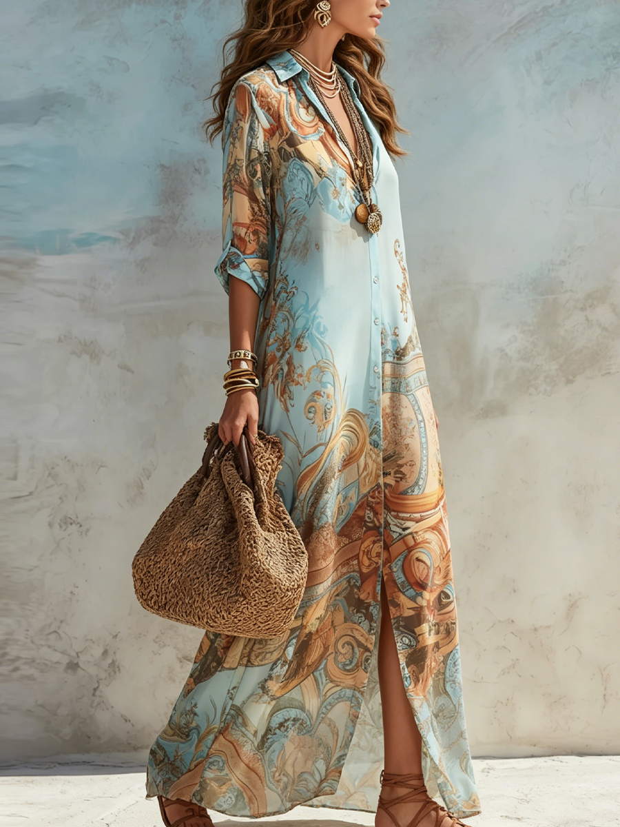 Thalia | Vintage Print Maxi Dress