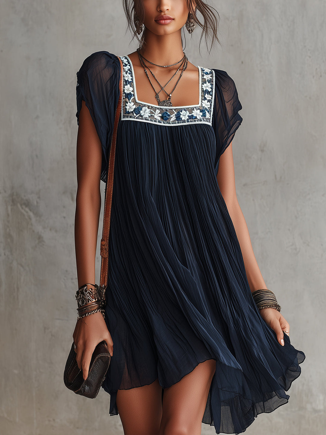 Liora | Floral Pleated Mini Dress