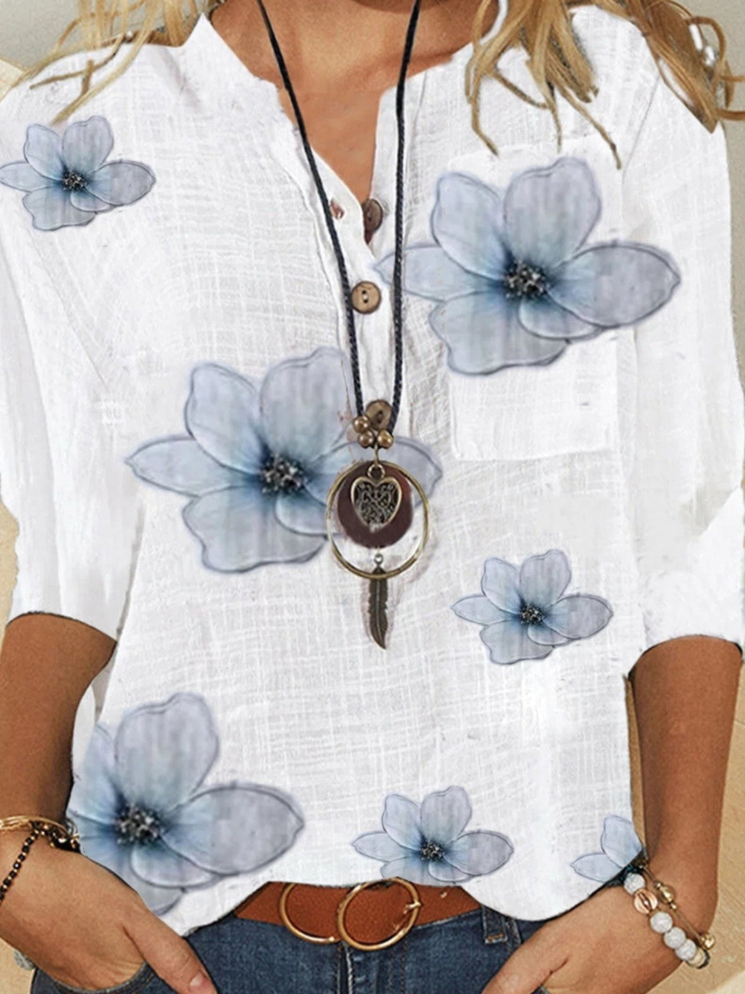 Zara | Floral Button Blouse