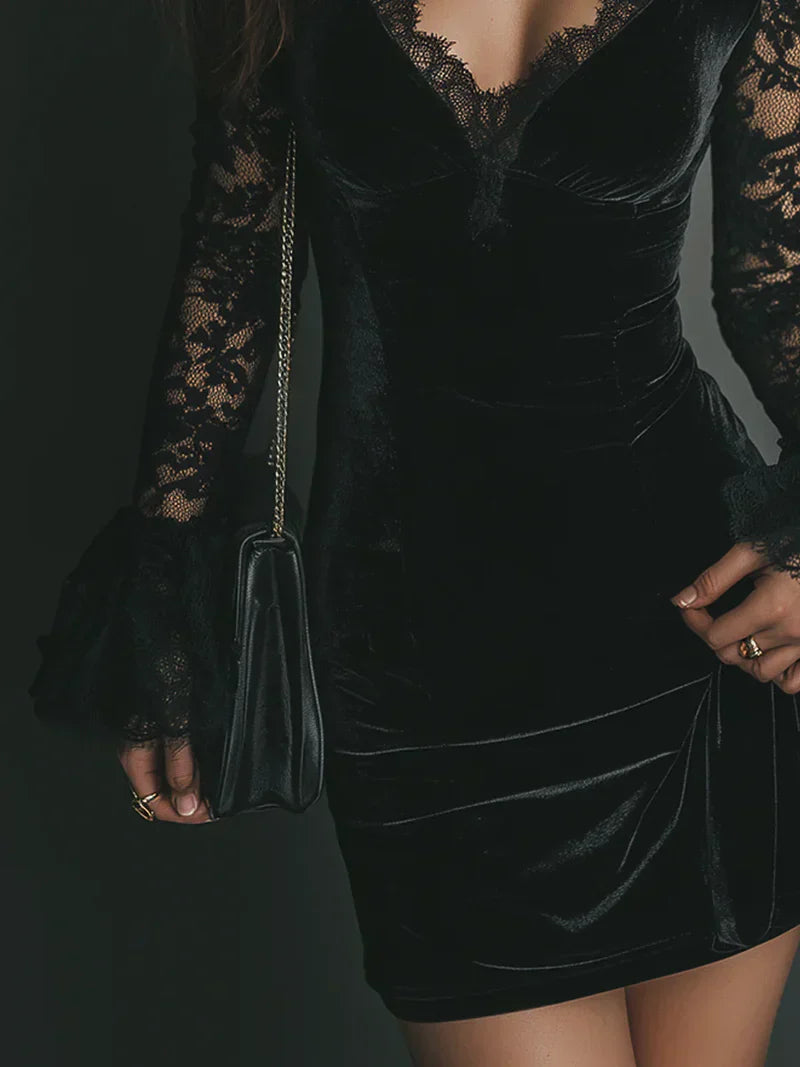 Luna | Velvet Lace Dress