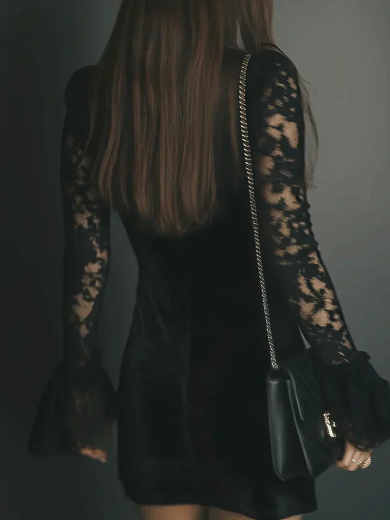 Luna | Velvet Lace Dress