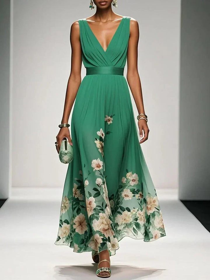 Elena | Floral Chiffon Maxi Dress