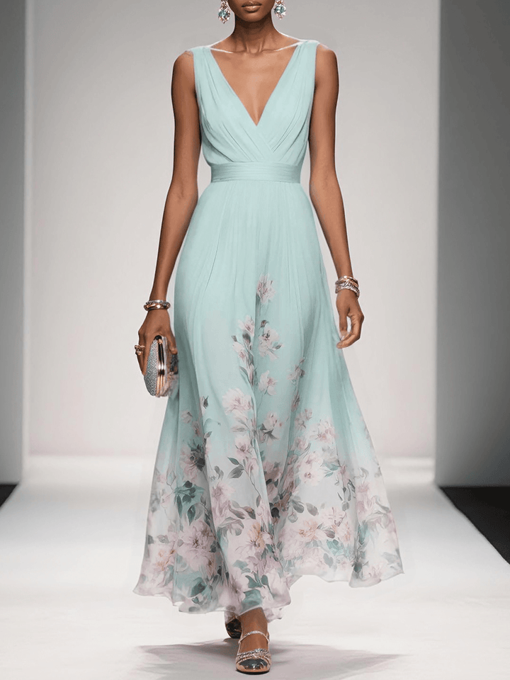 Elena | Floral Chiffon Maxi Dress