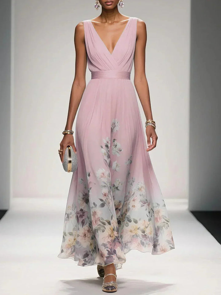 Elena | Floral Chiffon Maxi Dress