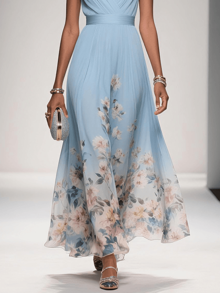 Elena | Floral Chiffon Maxi Dress