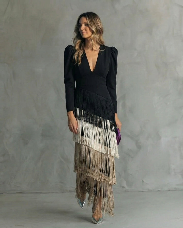 Sylvia | Midi Dress With Fringe