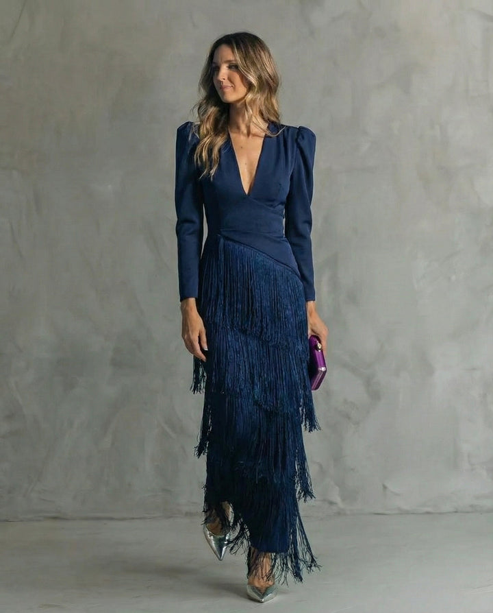 Sylvia | Midi Dress With Fringe