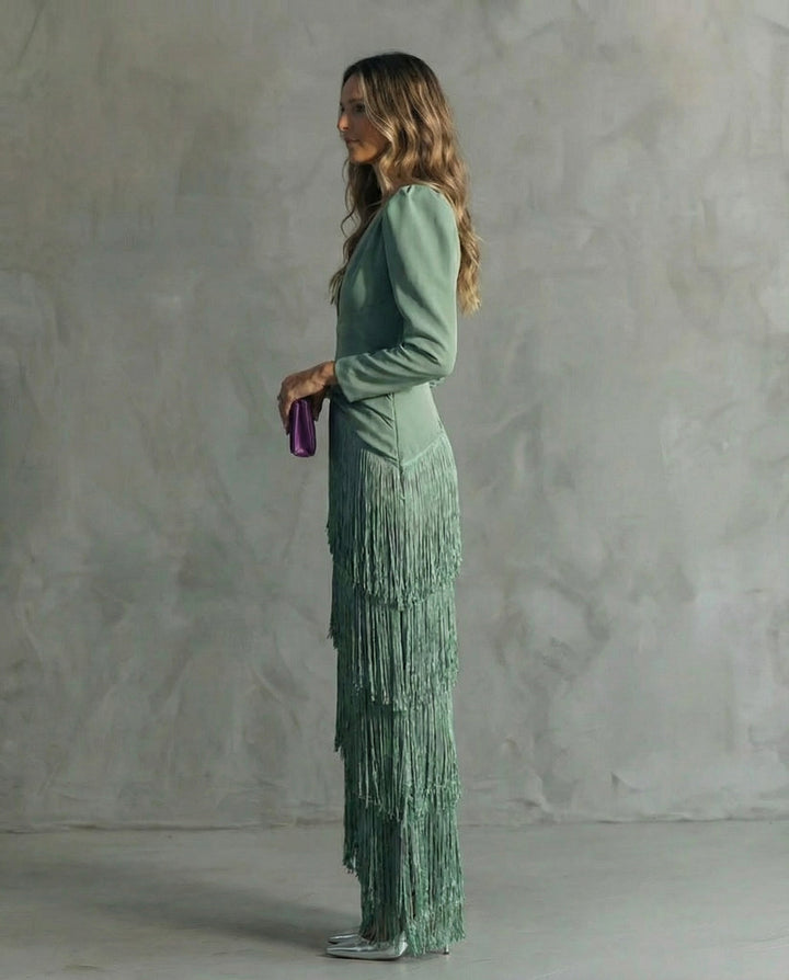 Sylvia | Midi Dress With Fringe