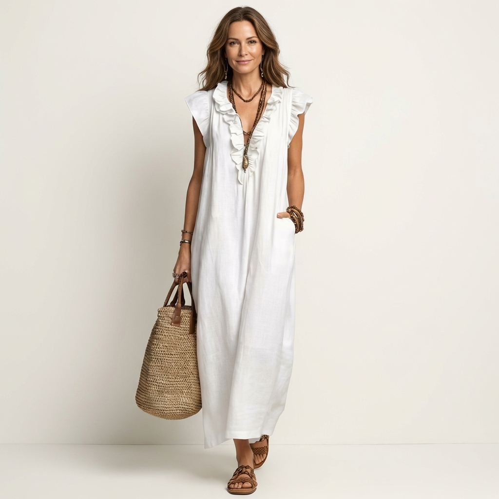 Amara | V-Neck Linen Dress