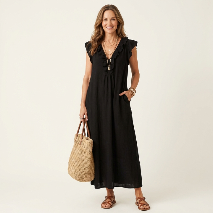 Amara | V-Neck Linen Dress