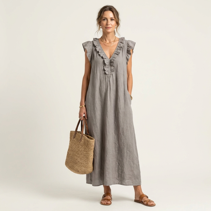 Amara | V-Neck Linen Dress