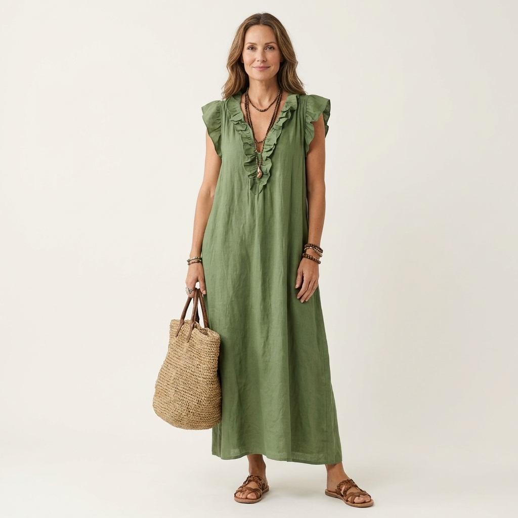 Amara | V-Neck Linen Dress