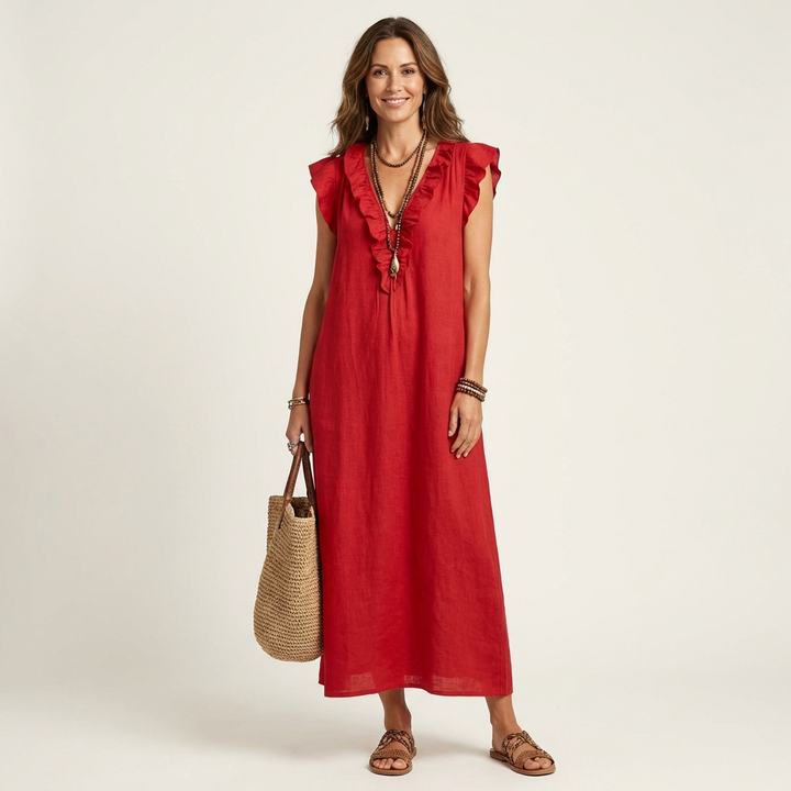Amara | V-Neck Linen Dress
