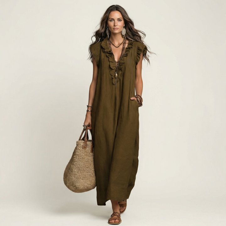 Amara | V-Neck Linen Dress