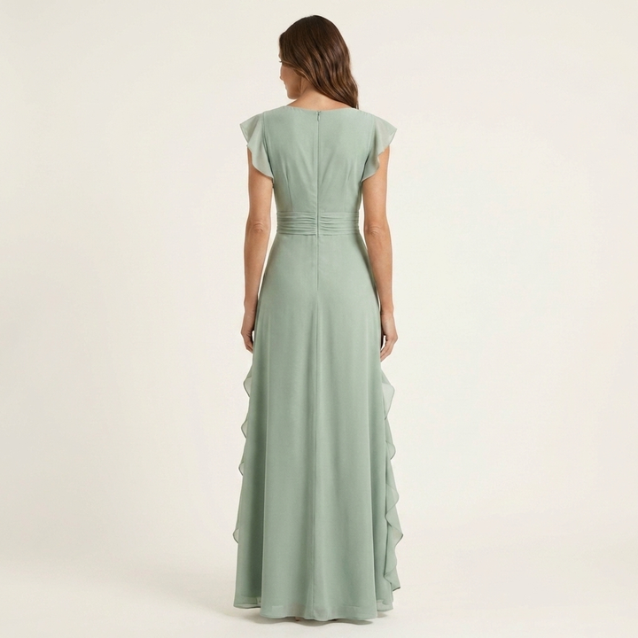 Zara | V-Neck Ruffle Maxi Dress