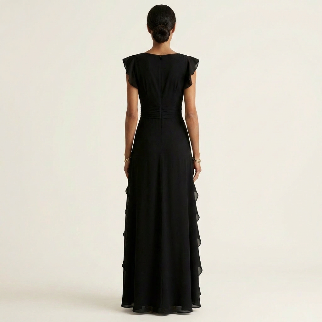 Zara | V-Neck Ruffle Maxi Dress