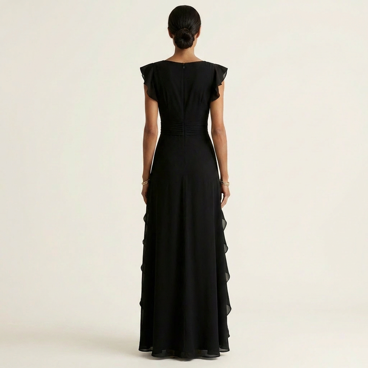 Zara | V-Neck Ruffle Maxi Dress