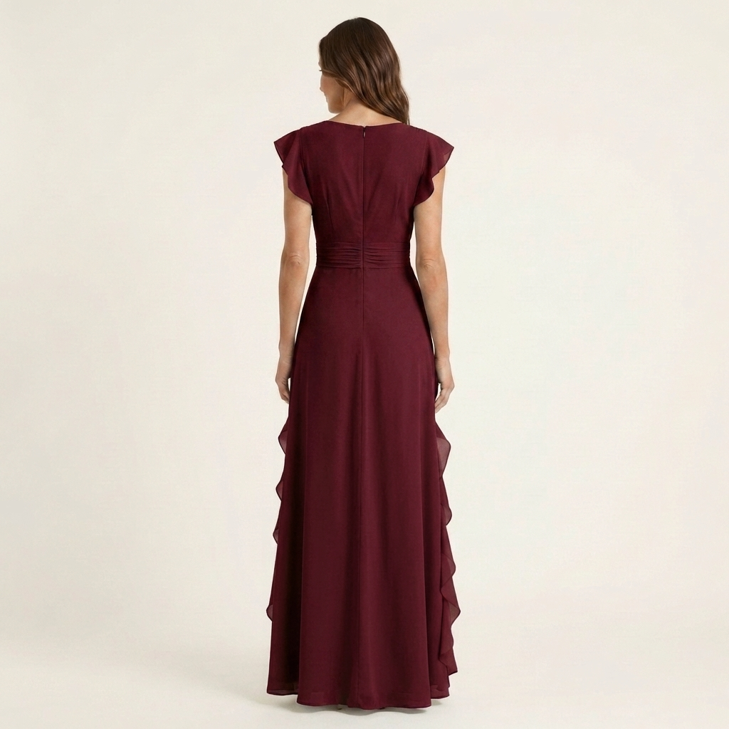 Zara | V-Neck Ruffle Maxi Dress