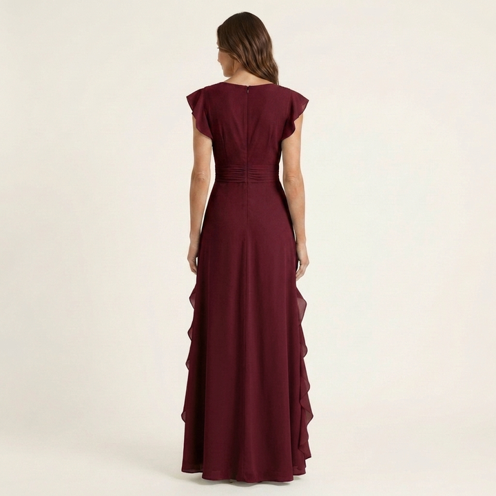 Zara | V-Neck Ruffle Maxi Dress