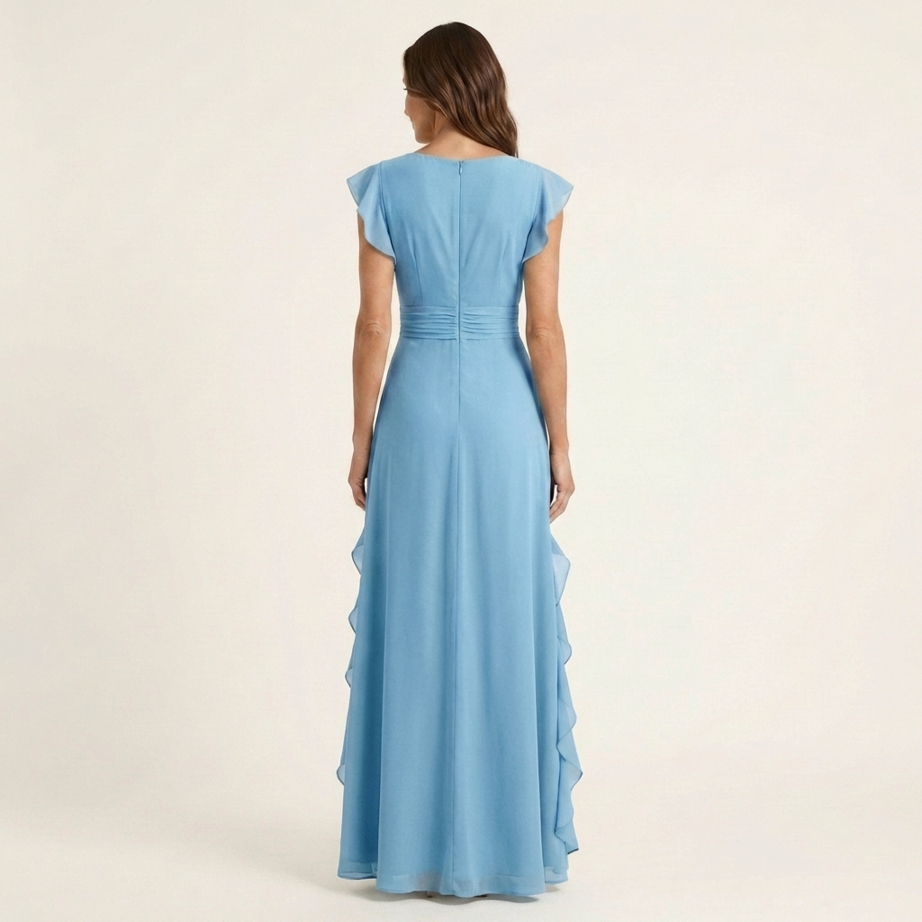 Zara | V-Neck Ruffle Maxi Dress