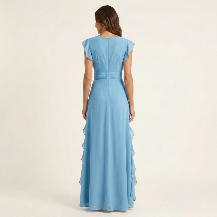 Zara | V-Neck Ruffle Maxi Dress