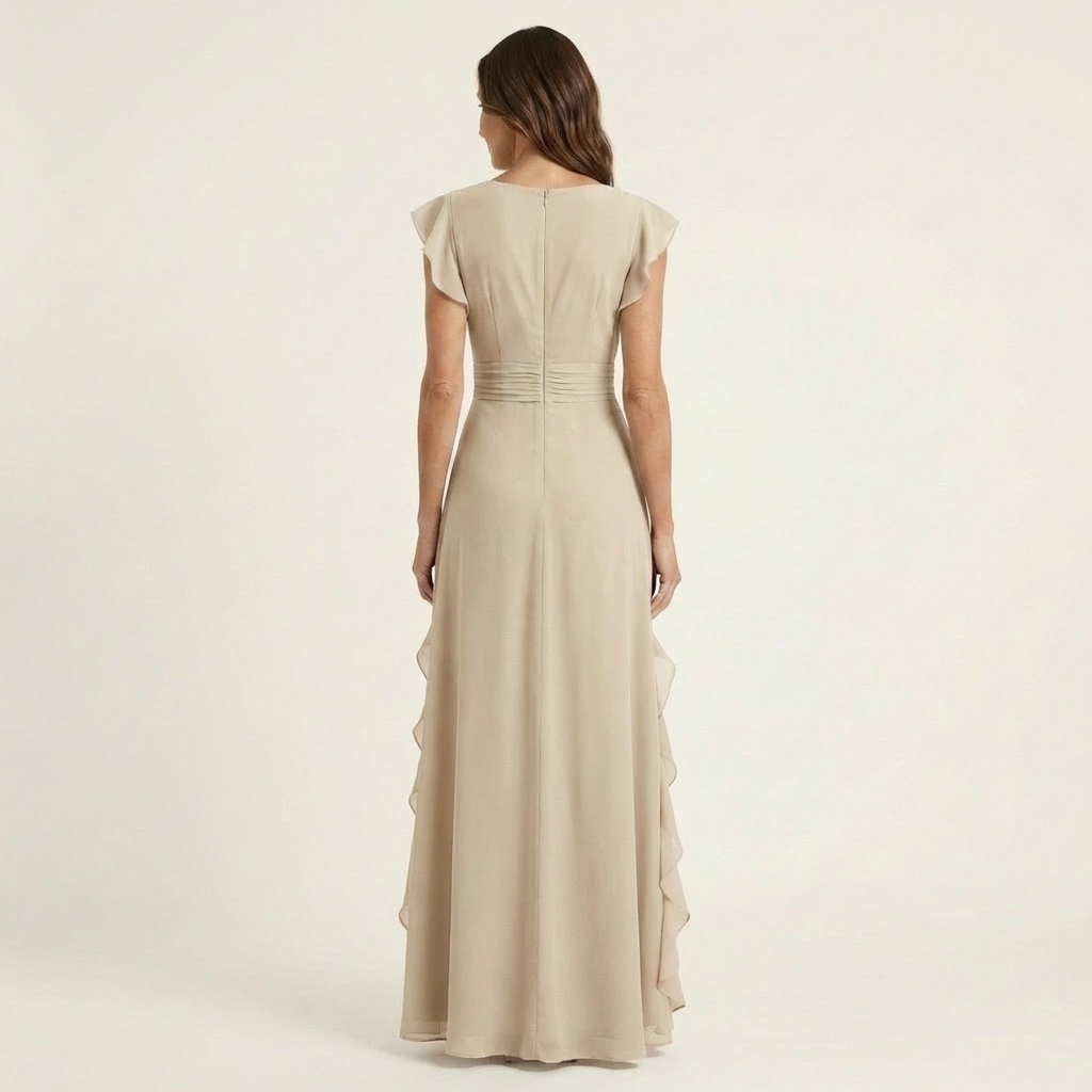 Zara | V-Neck Ruffle Maxi Dress