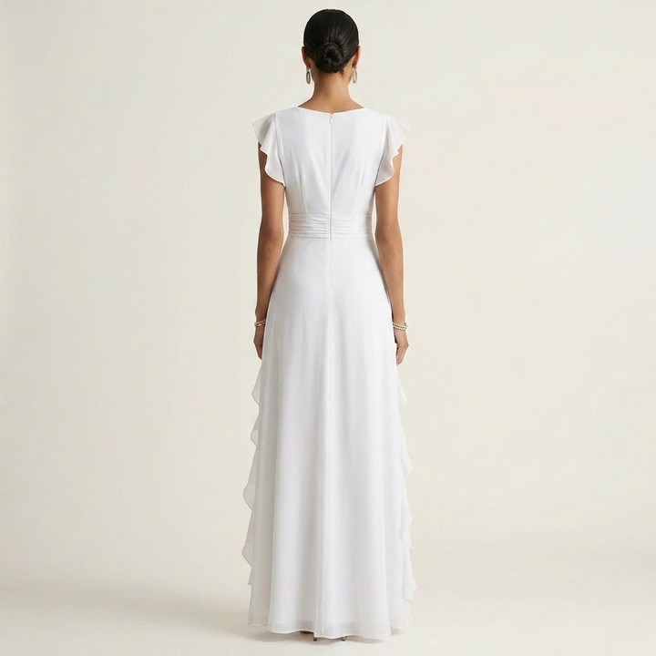 Zara | V-Neck Ruffle Maxi Dress