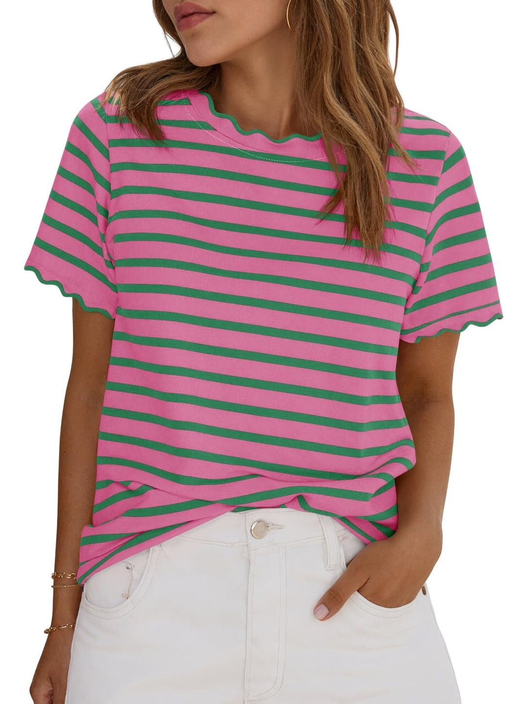 Samantha | Striped Crew Neck T-Shirt