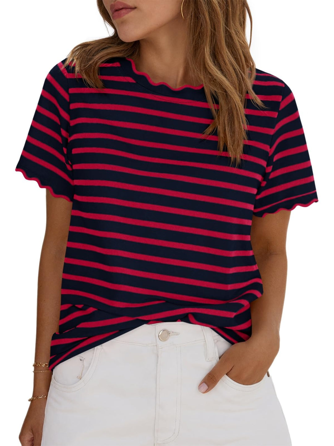 Samantha | Striped Crew Neck T-Shirt