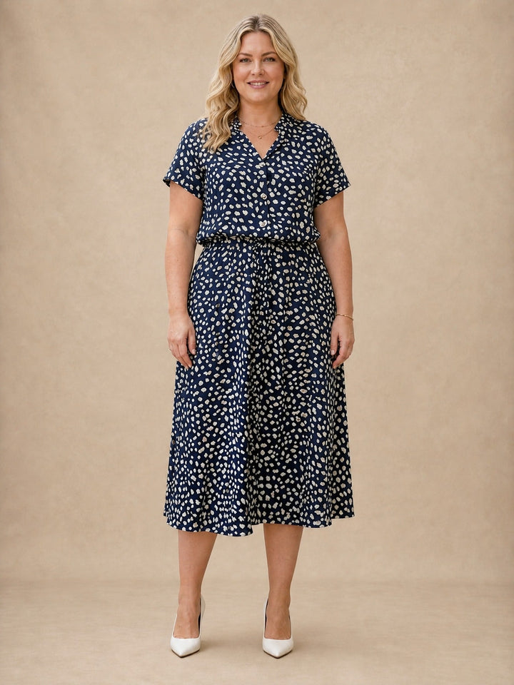 Carola Button-Front Midi Dress