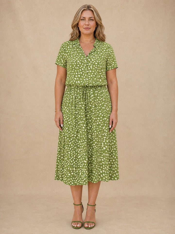 Ceryn Button-Front Midi Dress