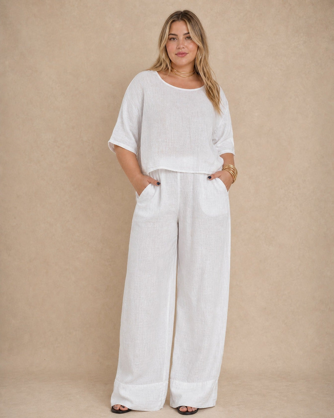 Bea Wide-Leg Linen Set