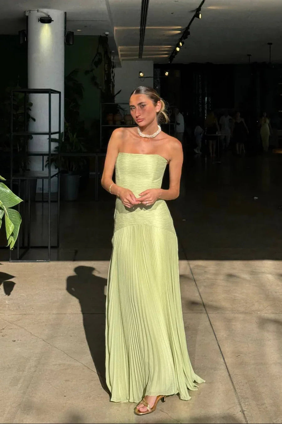 Elena | Long Pleated Dress