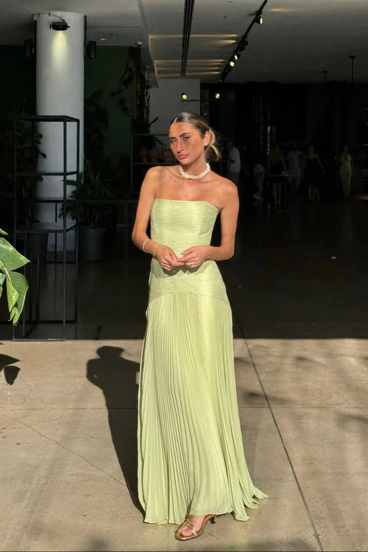 Elena | Long Pleated Dress