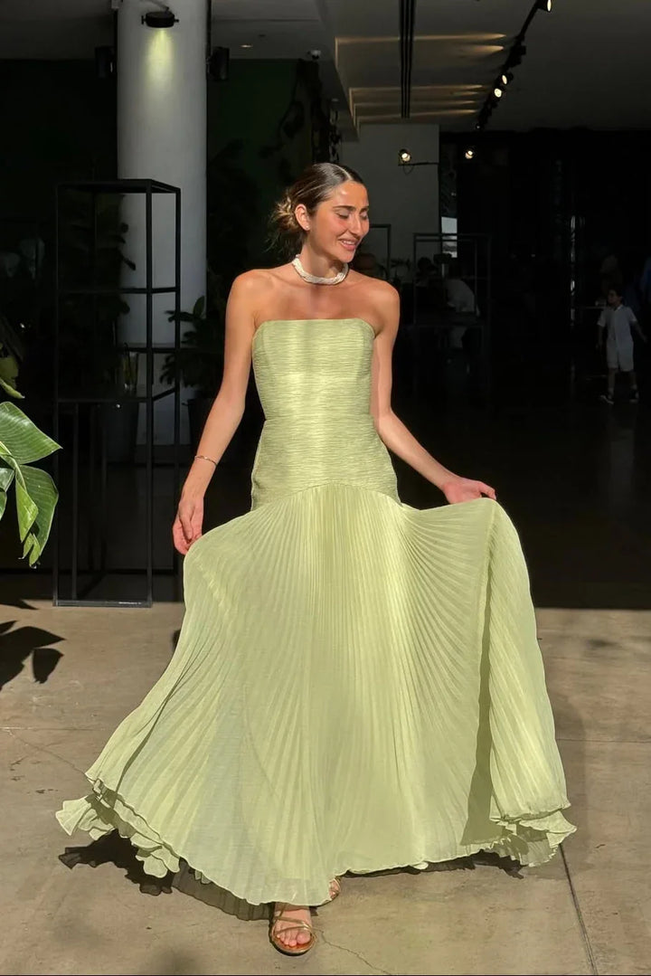 Elena | Long Pleated Dress