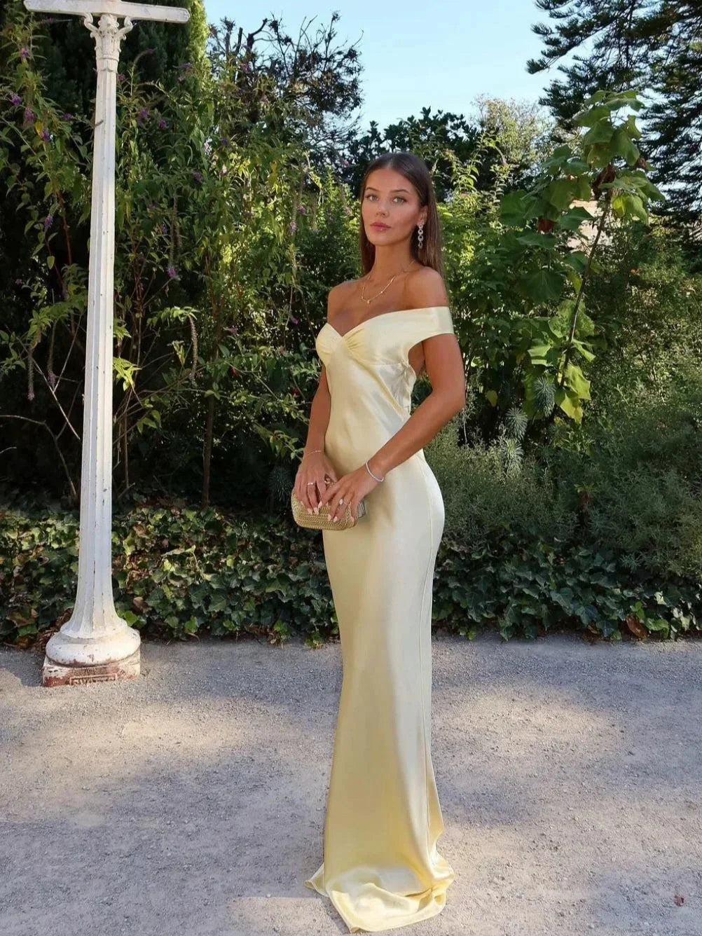 Mireille | Off-Shoulder Satin Dress
