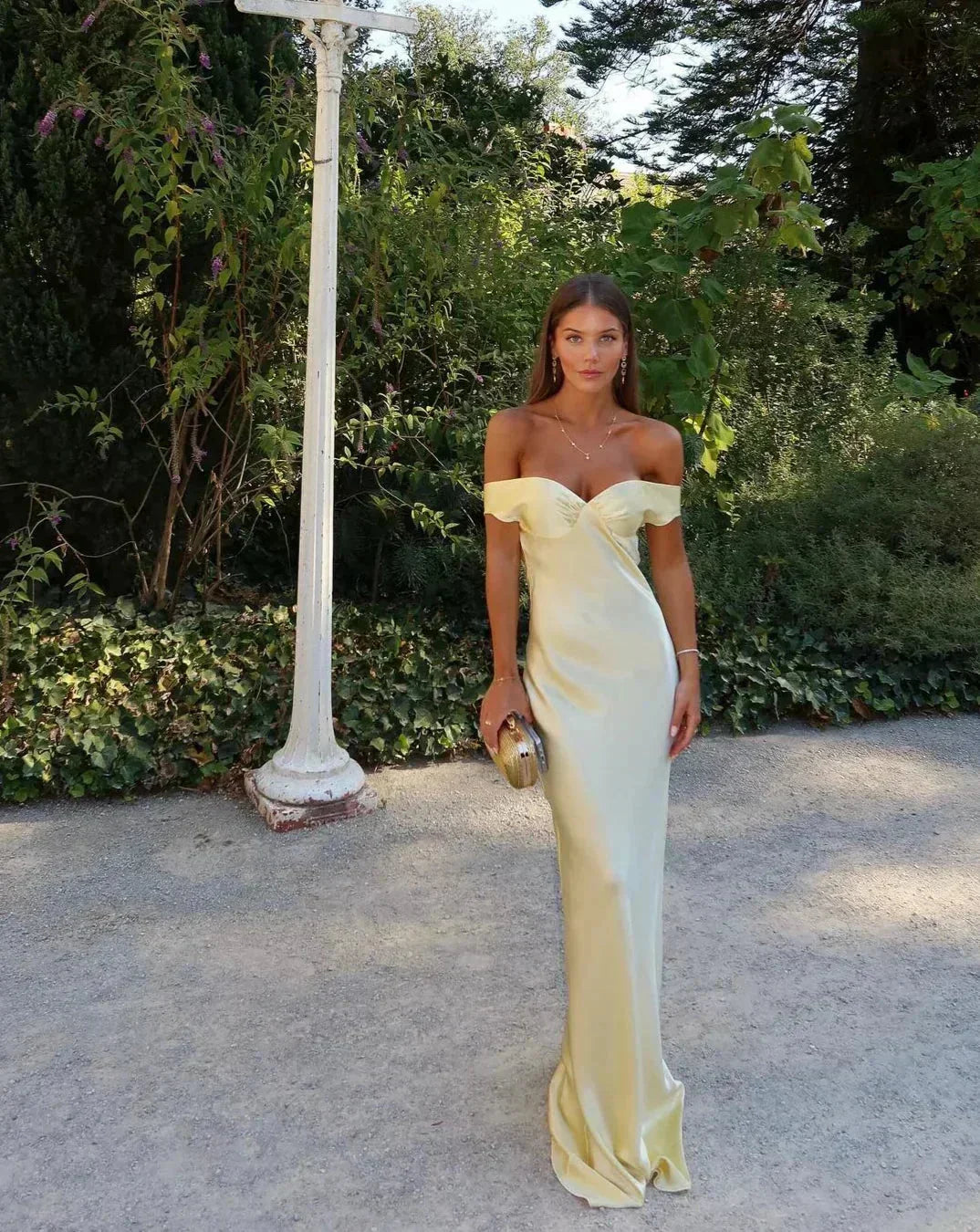 Mireille | Off-Shoulder Satin Dress